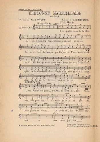 Bretonne marseillaise Partitions gratuites